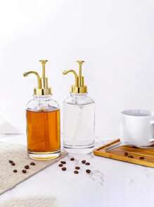 1pc Coffee Syrup Dispenser, Syrup Bottle With Pump, Oil Dispenser, Glass Syrup Bottle With Pump