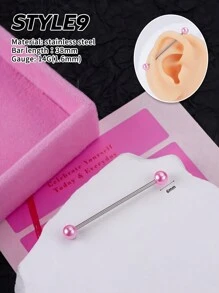 1pc Sweet Pink Industrial Earring Star Industrial Piercing Jewelry Stainless Steel Heart Industrial Earrings For Women Men Industrial Bar Piercing Cartilage Helix Piercing Earrings Pink Industrial Barbell Body Piercing Jewelry 38mm 1&1/2 Inch Industrial Piercing Bar For Christmas Valentine Gift Valentine's Day Party Daily Wear Night Out Social Gatherings Daily Wear Valentines,Mom,Mother,Mother's Day,Gift - Multicolor - View 9