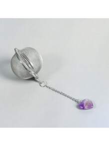 1-10pcs Natural Amethyst, Rose Quartz, Red Jade, Tiger Eye, Black Obsidian Tea Infuser, 304 Stainless Steel Tea Strainer, Tea Infuser Basket With Chain For Loose Leaf Tea, Teapot, Cooking - Multicolor - View 11