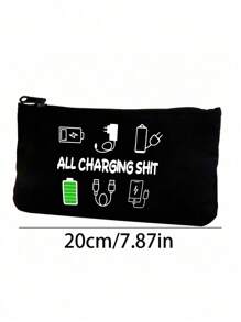 Estuche organizador de cargadores - Funda hipoalergénica, no impermeable para accesorios electrónicos - Bolsa de almacenamiento unisex para cables y USB para viajes - Negro - Ver 2