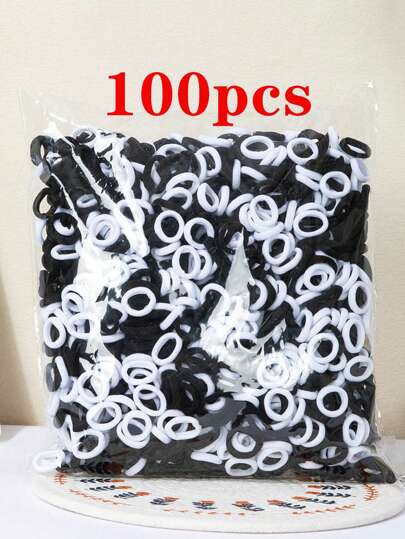 مطاط شعر للبنات مرن وملون، مجموعة 100 قطعة من اللولب الصغير من النايلون يمكن استخدامه كحلقة شعر للربط، للأطفال كإكسسوارات الشعر