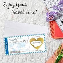 Juego de 5 piezas de tarjetas de felicitación con pase de embarque sorpresa y sobres, kit de invitación con temática de viaje, adecuado para San Valentín, cumpleaños, aniversario y fiestas
