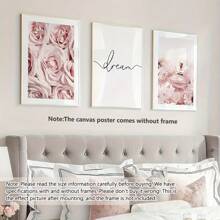 Bộ 3 bức tranh vải canvas màu hồng hiện đại không khung, trang trí phong cách cho phòng ngủ và phòng khách, nghệ thuật treo tường, quà tặng lý tưởng - Nhiều màu - Xem 3