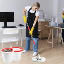 Spin Mop And Bucket With Wringer Set, 360° Mop And Bucket System With 3 Microfiber Mop Refills And 61" Extended Handle For Floor Cleaning - White 6 Heads + Floor Brush - View 1