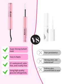 72H Strong Hold 2-In-1 Lash Bond And Seal, Latex-Free Black Lash Glue For False Lashes, All-Day Wear Waterproof Sweatproof Adhesive, Summer Essential & Travel-Friendly For DIY Eyelash Extensions - Pink - View 5