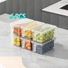 6 PCS Fridge Box Holder Kitchen Clear Organiser Cupboard Food Storage Container - 6pcs - View 1