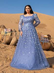 Faeriesty 此外，还有华丽的系带露背串珠亮片装饰连衣裙、串珠礼服、串珠正式礼服和晚礼服，适合派对和婚礼穿着，优雅迷人。 - 霧霾藍 - 查看 5