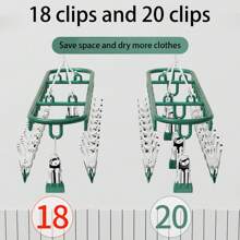 1pc Stainless Steel Sock Clip Hanger With 10-20 Clips, Balcony Drying Rack, Multi-Clip Stainless Steel Anti-Wind Anti-Slip Underwear Clothes Drying Rack Clothespins