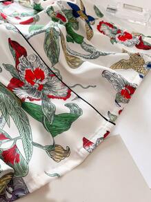 2 pezzi/set Pigiama estivo donna con stampa di piante, maniche corte e pantaloncini, set di pigiami leggeri per primavera/estate