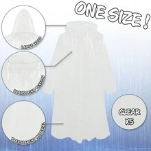 City Comfort Rain Poncho Disposable Transparent Waterproof Ponchos Multipack - White - View 2