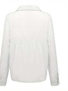 Women's Spring Summer Long Sleeve Shirts, Casual Loose Button-Down Turndown Collar Tops, Office Lady Outwear Top Cloth - White - View 3