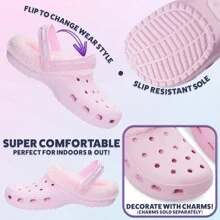 City Comfort Clogs Winter Classic Fleece Lined House Shoes Warm Garden Slip On With Strap - Blue - View 3