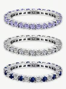 1pc Vintage 925 Sterling Silver Colorful Full Diamond Ring, Minimalist Silver Ring For Women, Exquisite Jewelry, Luxury Brand Gift - Ring - View 6