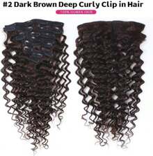 Curly Hair Extensions Clip In Human Hair Deep Water Wave Clip In Extensions Water Wavy Clip In Hair Extensions Human Hair  Dark Brown 16 Inch 8Pcs 100g - Dark Brown - View 3