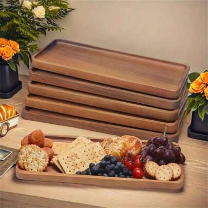 Wooden Tray - Versatile Snack Tray, Dessert Plate, Cheese Board, Fruit Platter, Can Be Washed, Decorated, Premium Kitchen Accessory, Suitable For All Seasons