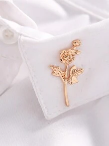 Metal Cold Style Flower Button Badge Brooch Niche Women's Men's And Women's Suit Corsage Sweater Pin Accessories Buckle - 金色 - 查看 3