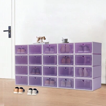 ZhdnBhnos 20PCS Home Decor Racks Stackable Shoe Organizer Box Cheap Price Clear Foldable Plastic Shoe Storage Box