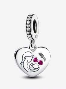 1 PC 925 Sterling Silver Family Heart Charm Bead Fit For Women Bracelets Bangles DIY Jewelry Making And Daily Outfit Matching Jewelry Decoration For Girls Valentines