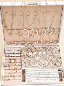 108pcs/83pcs/91pcs/81pcs/58pcs/53pcs Vintage Elegant Butterfly, Heart, Shell, Geometric C-Shaped Faux Pearl Necklace, Bracelet, Ring, Earring, Anklet Jewelry Set, Ideal Gift For Women, Birthday, Holiday, Party, Valentine's Day (No Box)