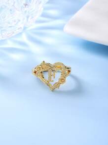 1pc Stylish Adjustable Rings With Heart, Letter, Geometric Pattern Design, Fashion Accessories, Ideal Gift