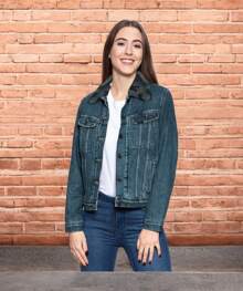 SEXY Women's Fashion Stuchy Denim Jacket - 藍色 - 查看 1