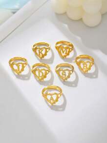 1pc Stylish Adjustable Rings With Heart, Letter, Geometric Pattern Design, Fashion Accessories, Ideal Gift