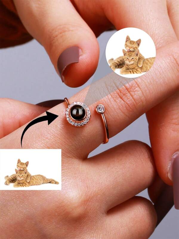 Nuova della moda, anello di proiezione personalizzato in rame con foto personalizzata, regalo per San Valentino, miglior anello di proiezione, regalo per l'anniversario, regalo per la migliore amica, regalo personalizzato per lei, moglie, mamma, Festa della Mamma