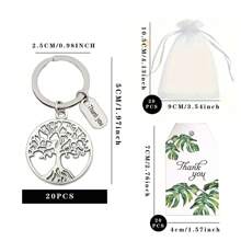 60 Peças Conjunto de Chaveiros Árvore da Vida, Inclui 20 Peças Cartões de Agradecimento Folha Verde, 20 Peças Sacos de Organza Branca e 20 Peças Chaveiros de Metal Oco, Presentes de Formatura, Ação de Graças, Dia do Professor, Festa, Recompensa de Equipe, Aniversário, Natal, Ano Novo