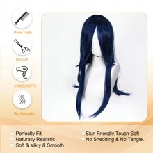 FULCRUM 24 Inch Pink Blue Green Black Anime Costume Long Straight Cosplay Wig Heat Resistant Synthetic Fibers Wig For Party Halloween Christmas