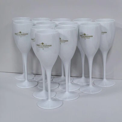 1/12pcs Plastic Champagne Flute, Wine Goblet, White Drinking Glass, Suitable For Bar, Pub, Club, Restaurant, Home, Party, Wedding, Festival, Summer Beverage Accessories, Kitchenware, Valentine's Day Gift, For Outdoor, Camping