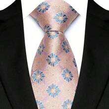 GOADAFOO 奢华 8CM 男士领带粉色纯色条纹佩斯利领带男士新郎提花编织领带适合商务婚礼派对