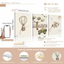 3 件/套冒险主题帆布海报和热气球旅行画，模块化图片印刷帆布墙艺术套装，艺术品墙艺术可用作礼物、卧室、客厅、墙壁装饰、家庭和宿舍装饰 - 彩色 - 查看 5