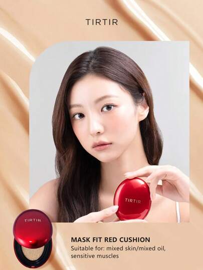TIRTIR Red Cushioned Foundation Air Cushion, Lightweight Concealer Lasting Light Weight Semi-Matte 18g 17 White Sand Color