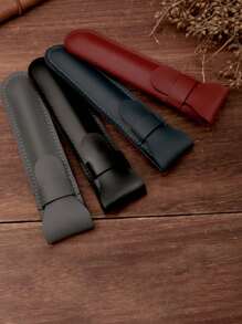 Customized Minimalist PU Leather Pencil Case, Classic Stationery Pouch