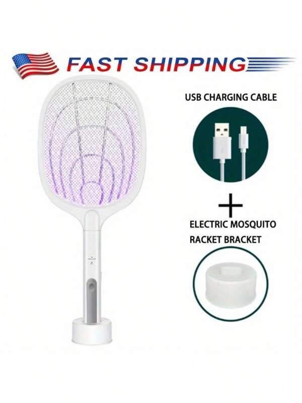 Electric Fly Swatter Rackets, 2-In-1 Handhold Bug Zapper With 3000V High Voltage, Plug-In Mosquito Killer Insect Light Trap With 3 Layer Safety Mesh Portable For Indoor Outdoor Use