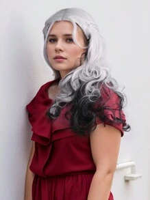 Black And White Gradient Wig 26 Inches Long Curly Hair With Bangs Long Night Cosplay Witch Night Random Gift Ladies Chemical Fibre Wig Hair Daily Cosplay Party Wig Valentine's Day Gift Random Favors - 黑白漸變 - 查看 2