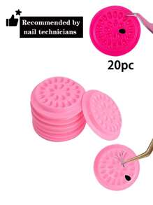 50pcs Eyelash Extension Glue Holder, Eyelash Extension Tools Rack Tray Pads, Pink Plastic Flower Shape Eyelash Extension Glue Pad With Self-Adhesive Back For Eyelash Extension, Nail Art Or Tattoo Ink Applying - Multicolor - View 12