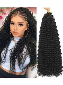 Tóc bện sóng biển mềm màu đen 20/22/30 inch, tóc nối xoắn xoắn màu đen, tóc bện xoăn, 4 gói, tóc bện sóng nước dài gợn sóng cho phụ nữ, tóc bện móc tổng hợp, sử dụng trong lễ hội âm nhạc Carnival, lễ hội Giáng sinh, năm mới - màu đen - Xem 4