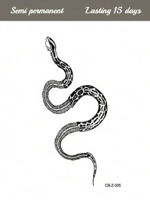 1 pieza Pegatina de tatuaje semipermanente grande con diseño floral, hueso & serpiente, duración de 7-14 días, sin reflejos, resistente al agua para brazo, pierna, hombro, cuello, clavícula y Body - Azul - Ver 4