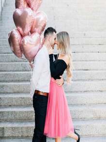 AFYPRTY 10pcs 18 Inch Heart Aluminum Foil Balloons Suitable For Festive Party Room Decoration Supplies Mother's Day Valentine's Day Outdoor Event Planning Decorations, Back To School Valentine Day - Multicolor - View 11