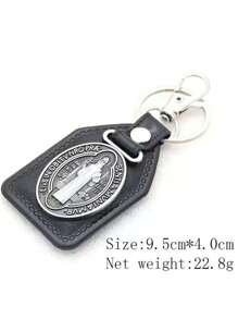 1 Peça Pingente De Carro Com Cruz De Nossa Senhora De Metal Vintage Personalizado & Pu Material Com Anel De Gancho Para Chaves