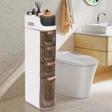 YUNRUX 4-Tier Slim Bathroom Storage Cabinet, Mobile Household Storage Cabinet, 4-Drawer Narrow Storage Cart - 白色 - 查看 9