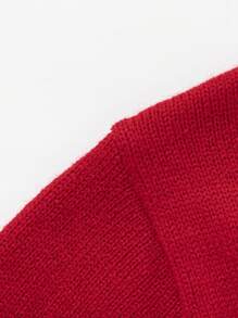 Balabala Tween Girl 2025 New Year Bow Jacquard Round Neck Drop Shoulder Long Sleeve Casual Sweater - Red and White - View 11