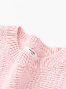 Balabala Tween Girl 2025 New Year Bow Jacquard Round Neck Drop Shoulder Long Sleeve Casual Sweater - Red - View 9