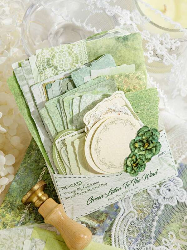 100 قطعة/عبوة، إطار تزييني نباتي بتصميم إكليل الزهور للتطريز والدفاتر الشخصية والاحتفالات، مواد لتزيين سكرابز الزهور الطبيعية للهدايا