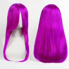 FULCRUM 24 Inch Pink Blue Green Black Anime Costume Long Straight Cosplay Wig Heat Resistant Synthetic Fibers Wig For Party Halloween Christmas