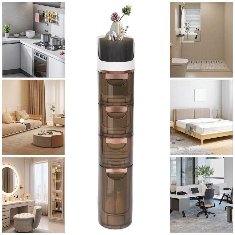 YUNRUX 4-Tier Slim Bathroom Storage Cabinet, Mobile Household Storage Cabinet, 4-Drawer Narrow Storage Cart - 白色 - 查看 1