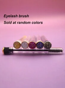 1/3/5/7 piezas Cepillo de pestañas y cejas con cristales de rinostones de estrella multicolor, cepillo de maquillaje portátil con tubo y estuche transparente - Multicolor - Ver 6