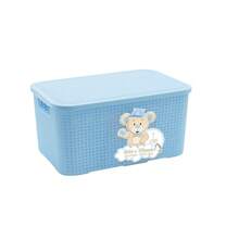Baby Room Organizer Kit In Rattan With Basket, Trash Cans, Multipurpose Boxes And Soap Dispenser - Blue - View 7