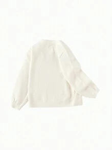 Balabala Girls' Knit Cardigan, 2025 New Year Outfit With Bow Detail